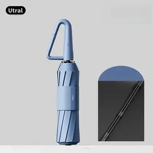 Automatic Ring Buckle Umbrella, Portable Home Student Umbrella, Windproof Men's Reverse Folding Rain Umbrella, Two-Use Women's Thickened