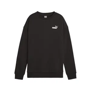 PUMA Womens Essential+ Relaxed Small Logo Crew Neck Sweatshirt Casual - Black