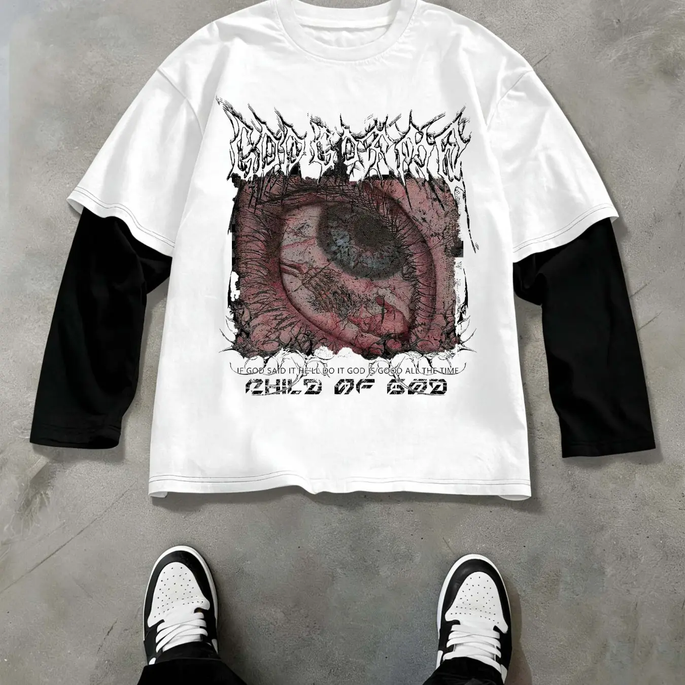 Men's Dark Butterfly Gothic Long Sleeve T-Shirt, Y2K Grunge