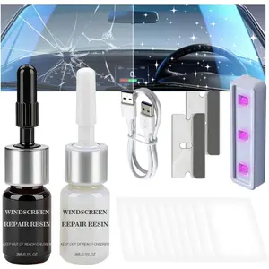 Windshield Crack Repair Kit, Windshield Repair Kit, Rock Chip Repair Kit Windshield, Windshield Repair Kit for Chips and Cracks, Windshield Chip Repair Kit,  Curing Unit with USB-C Port