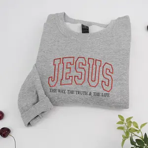 Faith Embroidered Sweatshirt, Jesus Crewneck, Christian Gift for Her