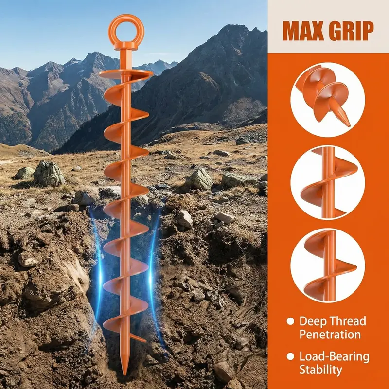 Heavy-Duty Full Helical Ground Anchors - anchor set sizes and color variants