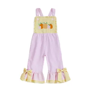 Toddler Baby Girl Halloween Outfit Sleeveless Pumpkin Suspender Overalls Pants Striped Flared Bell Bottoms Jumpsuit Fall Clothes