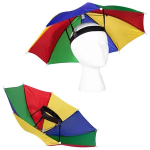 Folding Polyester Sun Umbrella Hat - Lightweight, Covered Headwear for Outdoor Camping, Fishing, Rain and Hot Weather