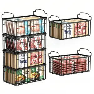 Msercuor Deep Freezer Organizer Bins 2/4/6/8 Pack – Stackable Wire Storage Baskets for Chest Freezer, Rustproof Metal Freezer Organizers for Meat, Food, Kitchen & Pantry