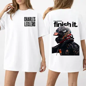 Charles Leclerc Graphic T-Shirt, Finish It Quote Racing Tee, Motorsport Back Print Shirt, Streetwear Driver Outfit, Gift for Racing Fans