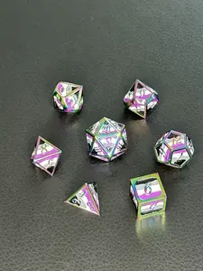 Metal Polyhedral RPG Dice Set - Asexual Pride