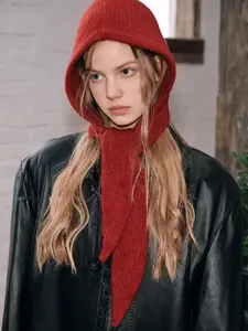 1pc Women’s Knit Balaclava Hat with Neck Cover – Warm Winter Beanie for Outdoor, Street Style Cold Weather Hood, Autumn/Winter Full Head Cover Hat with Applique, Cozy and Stylish Design