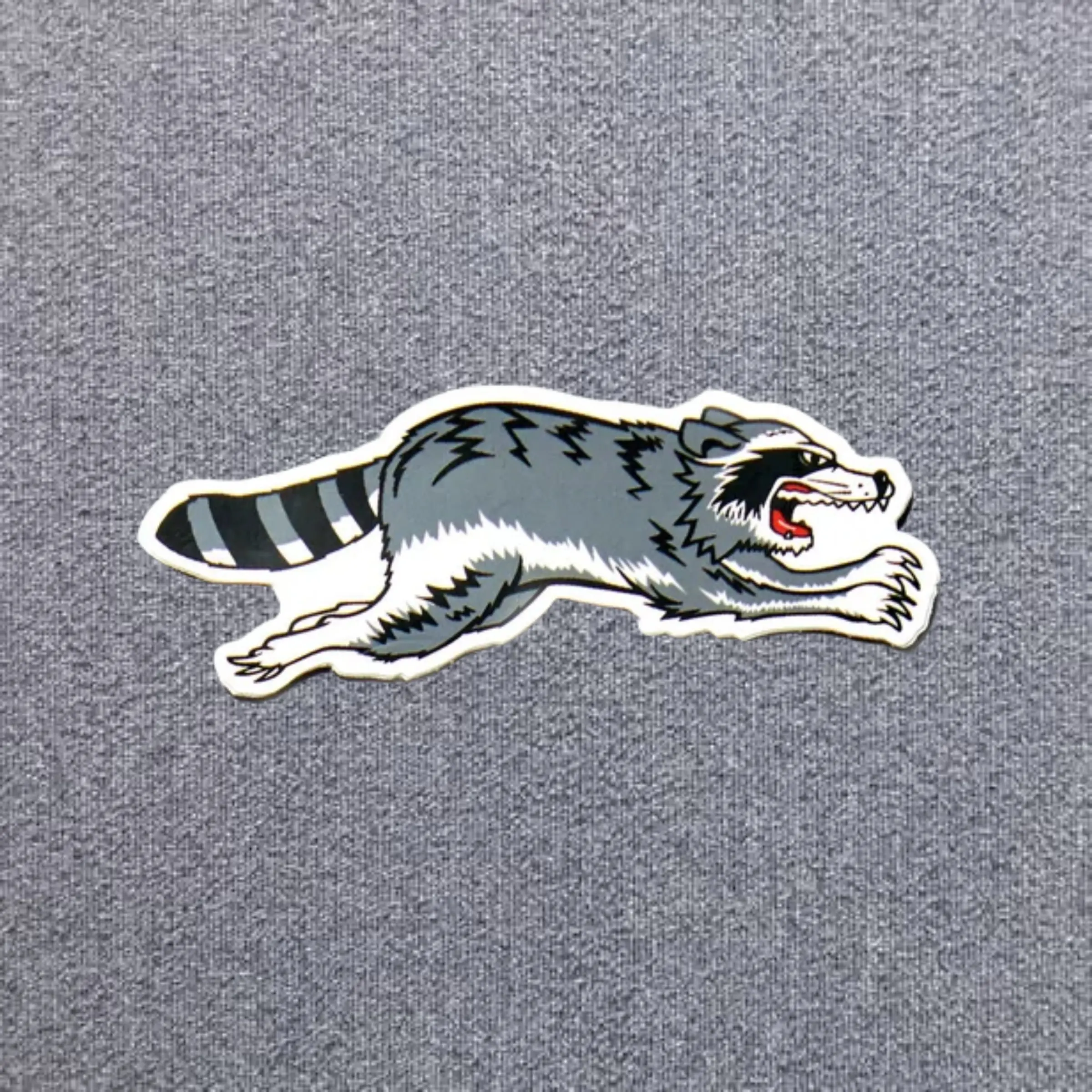 Running Raccoon Retro Tattoo Style Vinyl Sticker, Aggressive Trash Panda Decal, Vintage Outdoors Waterproof Car Sticker