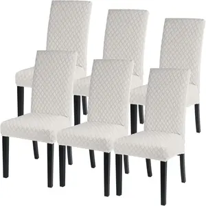 Dining Chair Covers Stretch Jacquard Parsons Chair Slipcovers Seat Protector Set of 6, Removable Washable Spandex Kitchen Chair Covers for Dining Room ()