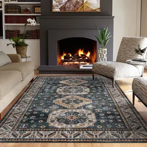 Area Rugs Vintage Washable Rug Boho Living Room Rugs,Non-Slip Bedroom Rugs Boho Dining Room Rug,Moroccan Faux Wool Low-Pile Large Kitchen Area Rugs