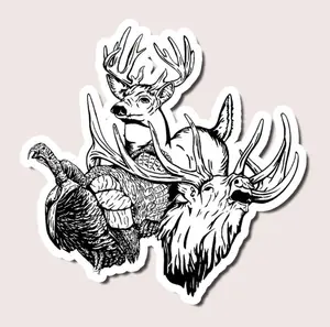 Big Game Trio Sticker, Deer, Elk and Turkey Line Art Vinyl Decal for Hunters, Outdoorsmen, Truck Windows or Gun Safes