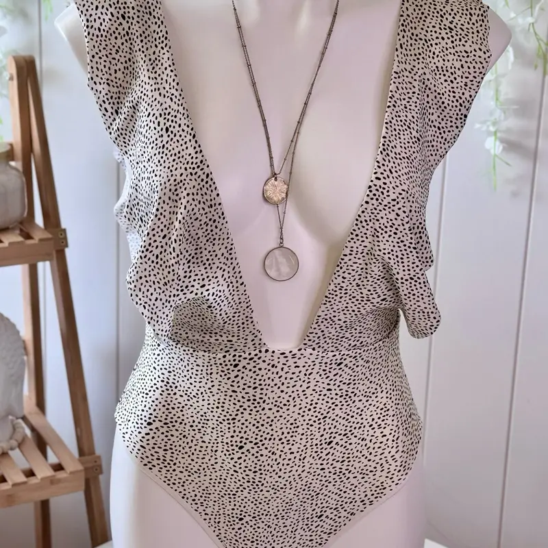 ViX Paula Hermanny “Liz” One-Piece Swimsuit — Black & Ivory Dot Print | Size S | NWT