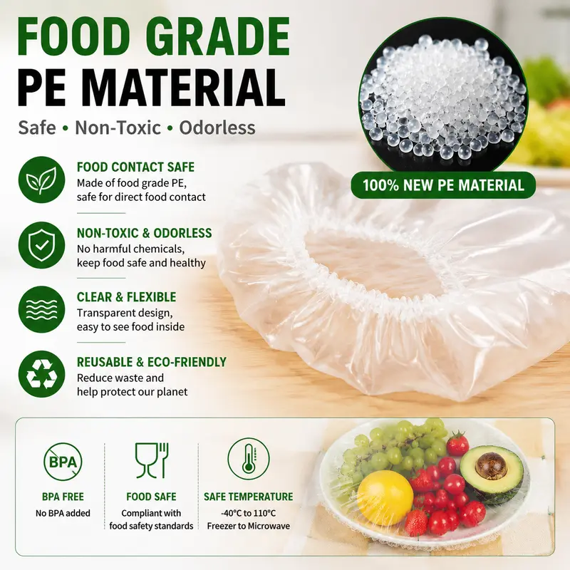 100PCS Disposable Stretch Food Covers for Bowls & Plates, Elastic Bowl Covers, Plastic Wrap Alternative for Leftovers, Fruits, Vegetables & Kitchen Food Storage 100PCS Disposable Stretch Food Covers for Bowls & Plates, Elastic Bowl Covers, Plastic Wrap Alternative for Leftovers, Fruits, Vegetables & Kitchen Food Storage