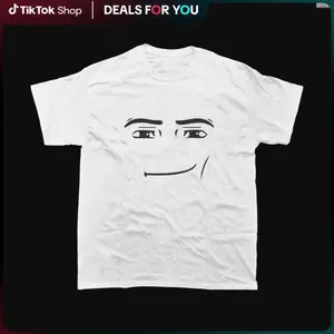 Men's Short-Sleeve Round Neck Roblox Man Face Meme T-Shirt, Menswear Casual Streetwear Funny Top, Gift for Gamers, Classic Vintage Collection