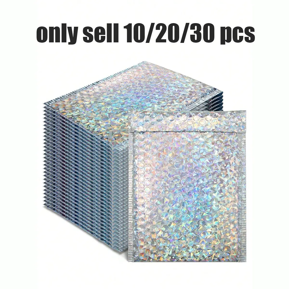 10/20/30Pcs Metal Bubble Envelopes, Holographic Bubble Envelopes, Pe Bubble Envelopes, Waterproof Self-Seal Transport Bags, Foil Flashy Envelopes, Bubble Mailers, Poly Mailers, Shipping Envelopes, Shipping Supplies, Poly Mailing Envelopes