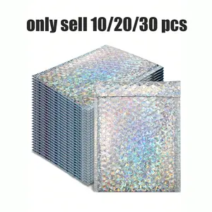 10/20/30Pcs Metal Bubble Envelopes, Holographic Bubble Envelopes, Pe Bubble Envelopes, Waterproof Self-Seal Transport Bags, Foil Flashy Envelopes