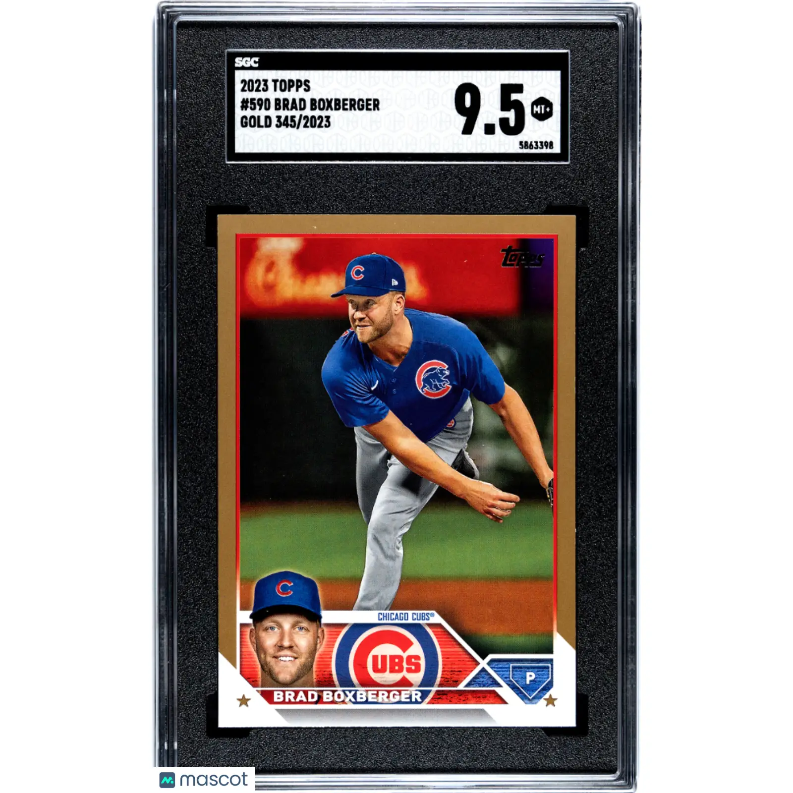 Brad Boxberger SGC 2023 Topps #590 Gold 345/2023 Baseball 9.5