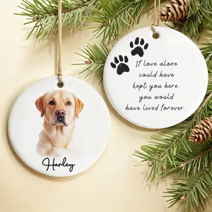 Dog Photo Memory Ornament, Pet Watercolor Memorial Ornament, Pet Sympathy Gift, Dog Memorial Gift, Pet Loss Gift