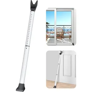 Upgraded Door  Bar & Sliding Patio Bar, Heavy Duty Stoppers Adjustable Jammer for Home, Apartment, Travel (1 Pack,White)