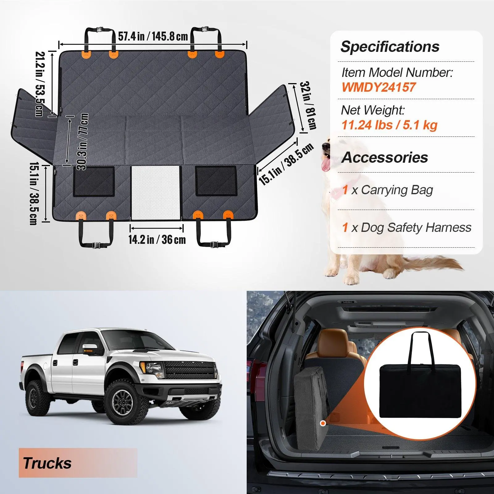 Full Cover Mat Type & 57.4" x 30.3"【Gray】