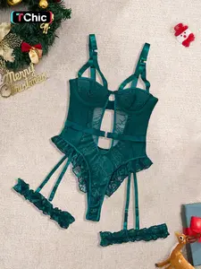 Christmas Sexy Embroidered Lingerie Set, High-Quality Comfortable Transparent Bra, Slim-Fit Adjustable Straps, All Seasons Wear, Lace Lingerie Set
