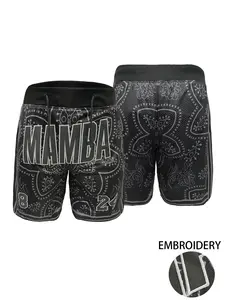 Men's Embroidered Mamba #8 #24 Paisley Mesh Athletic Shorts – Breathable Quick-Dry Workout Shorts for Gym, Basketball & Casual Streetwear, Running Training Shorts