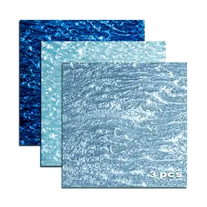 Pearl Ripple Casting Acrylic Sheet 1/8 Thick Laser Cut Plexiglass Sheet for Art Design Craft DIY Home Decoration Holiday Decorative Signs(3,Blue Set,12*12inch)