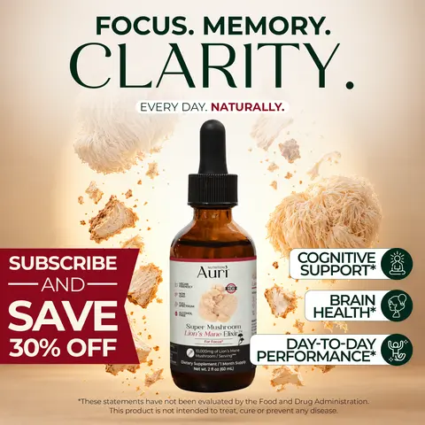 Super Mushroom Lion's Mane Elixir - Antioxidant, Alcohol Free, Sugar Free, Vegan, 30 servings, FallFreshness