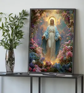 [sale off up to 40%] [Frame Canvas] Virgin Mary Floral Canvas – Christian Wall Art, Sacred Religious Painting, Blessed Mother Home Decor