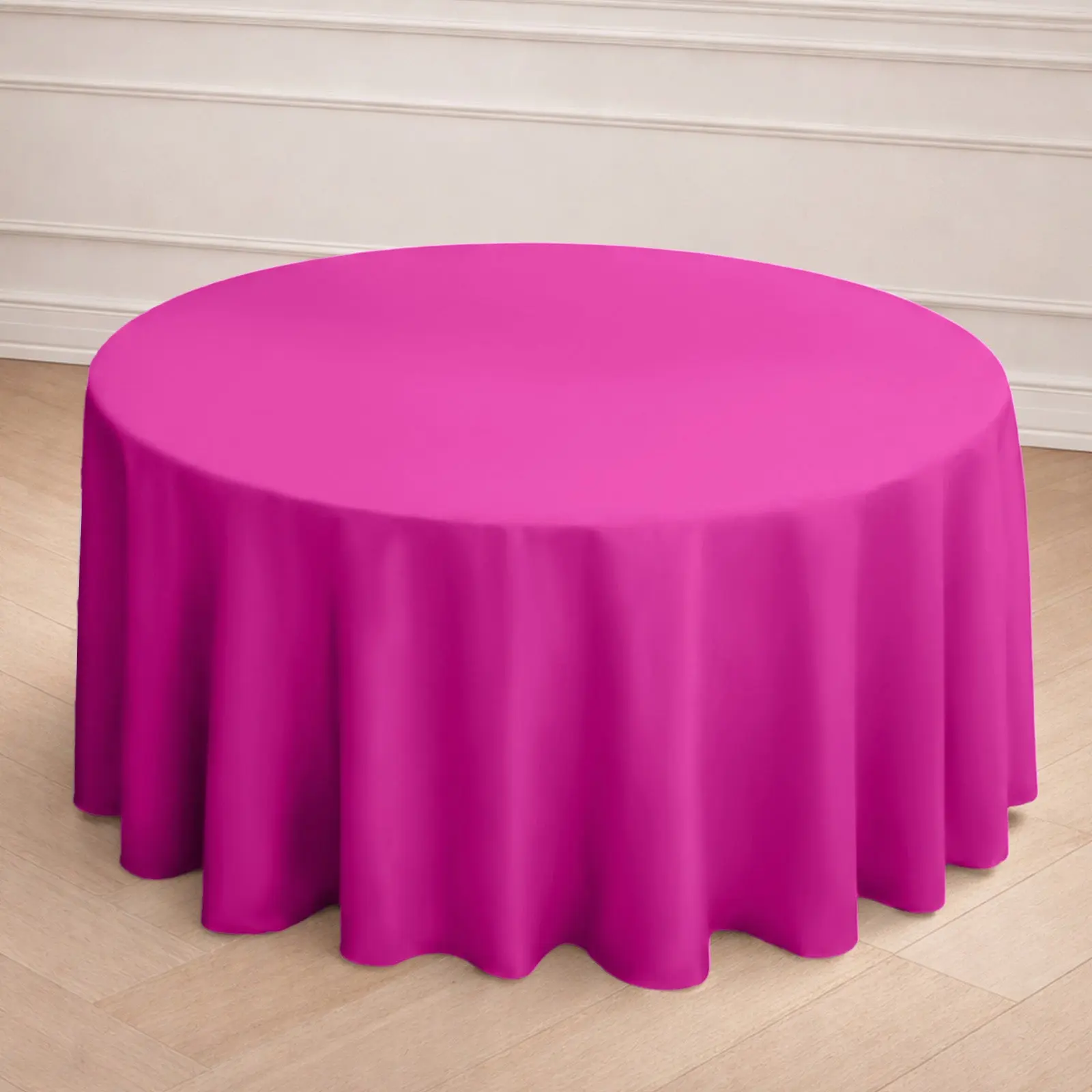 Fuchsia 120" Round Shape Polyester Tablecloth - Seamless, Wrinkle-Resistant Table Cover for Birthday, Graduations, Thanksgiving, Anniversaries, Casual Gathering