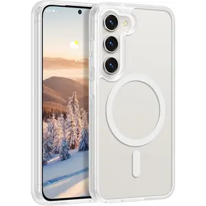 for  Galaxy S23 Case , [Compatible with Magsafe] Protective  Feel Matte Phone Cover for  S23 with Semi-Clear Hard  & Soft Edge, Matte SemiClear