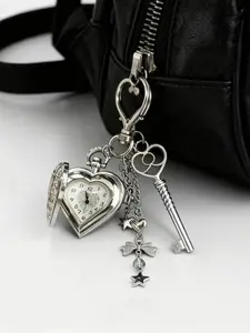 Original Hollow Heart Pocket Watch Chain keychain Design Steampunk Clock Vintage Necklace Pendant Jewelry Watch Men Women Gift