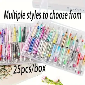 25 Random Color Plastic Ballpoint Pens DIY Set, Perfect for Back to School Supplies, Cute Stationery for Writing & Crafts, Gift Pen