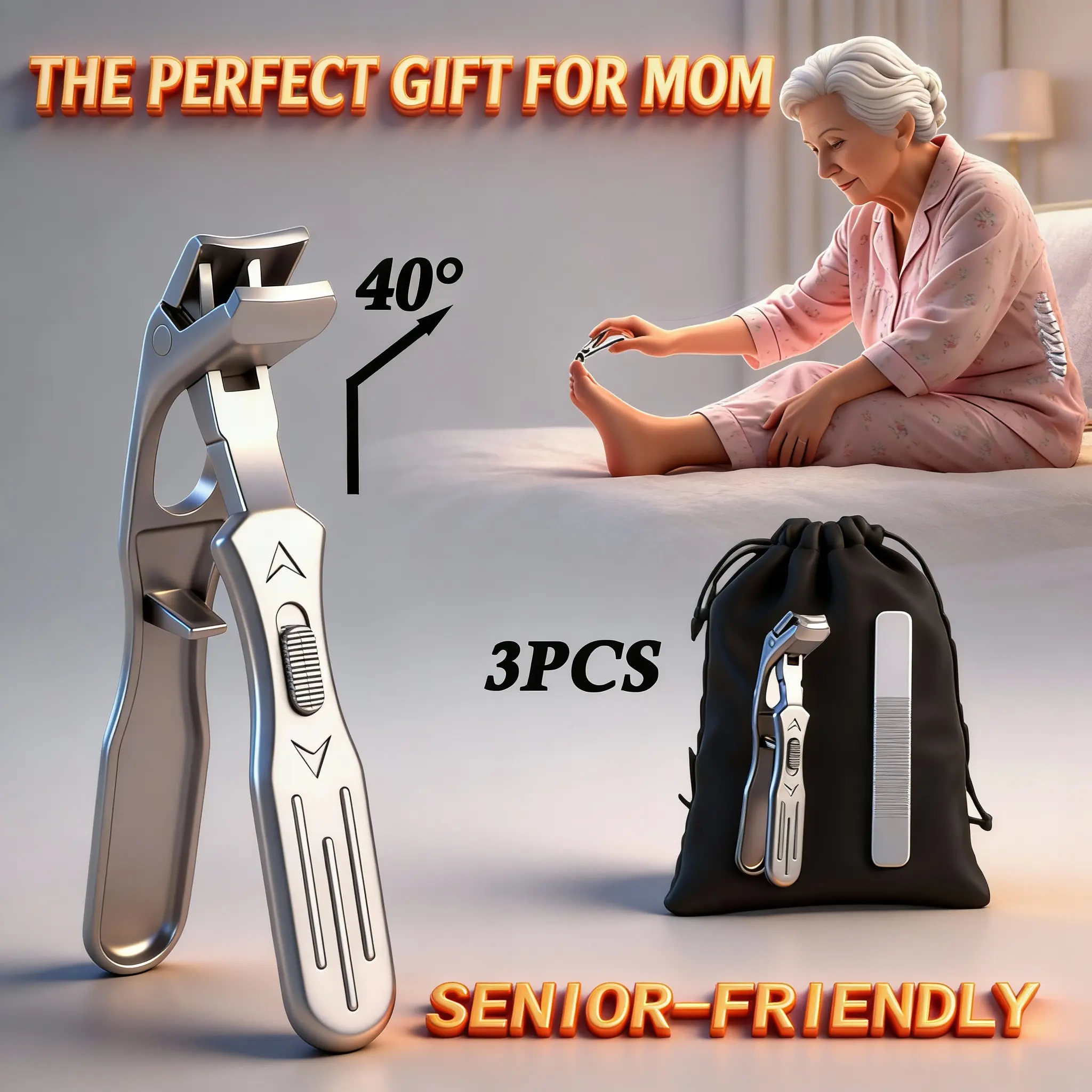 Thick Toenail Clippers for Seniors, Wide Mouth Nail Clippers (for Ingrown Nails), Anti-Splash Curved Blade Nail Clippers, Large Thick Toe Nail Clippers for Men & Women