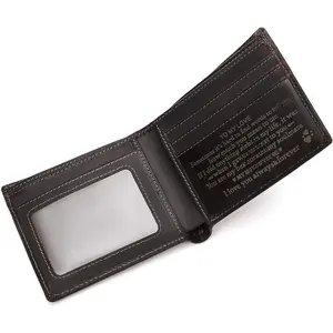 Personalized Engraved Wallet for Husband Boyfriend from Girlfriend Wife - Love Message Slim Bifold Purse - Minimalist RFID Blocking Leather Wallet for Birthday Anniversary Christmas Valentines Day
