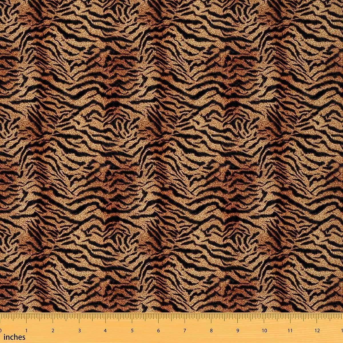Brown Tiger Print Flannel Fabric Women Men Adults - Simulated Animal Fur Printed Upholstery Fabric Wild Tiger Fur Print Decors Tigerish Animal Printed DIY Art