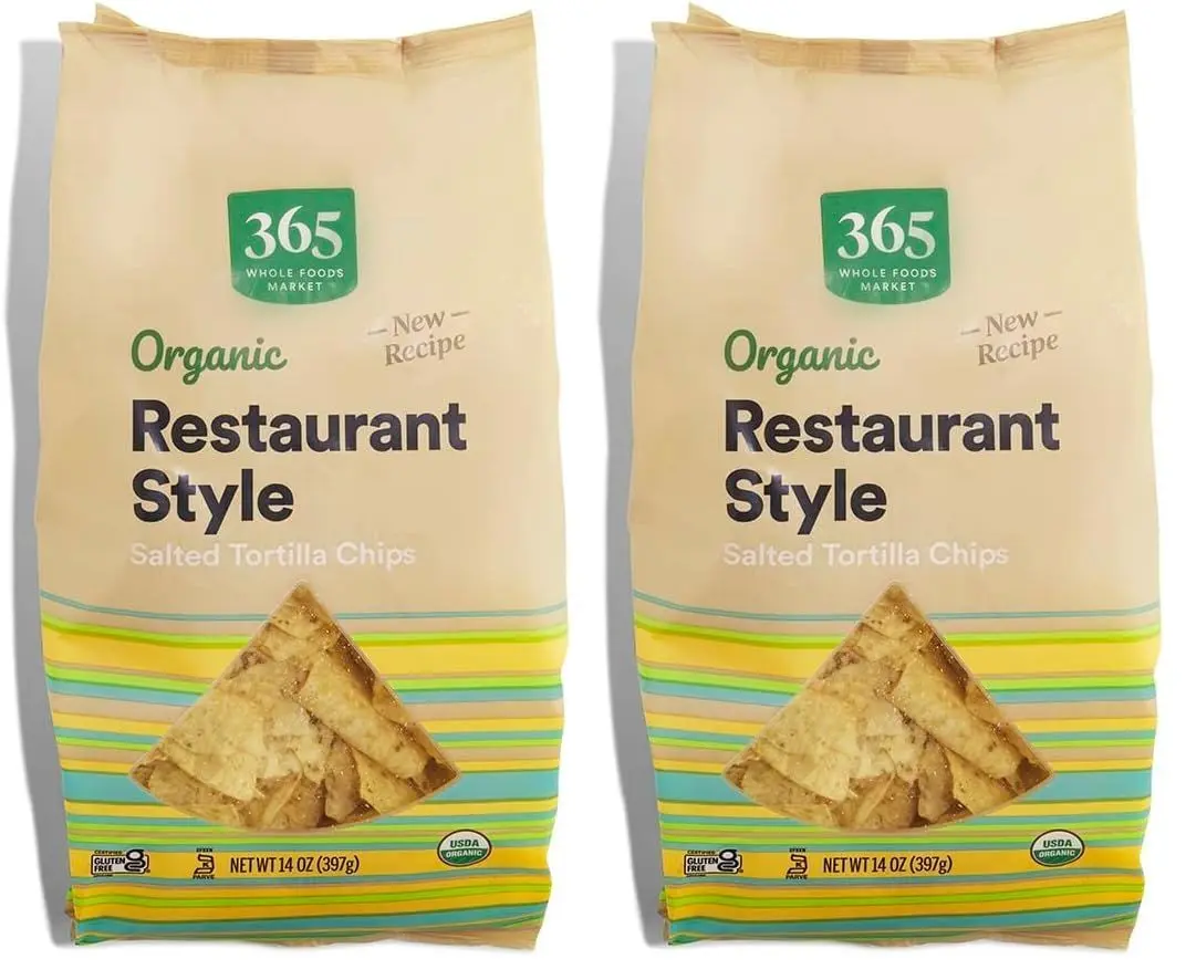 365 by Whole Foods Market, Organic Restaurant Style White Corn Tortilla Chips Unsalted, 14 Ounce