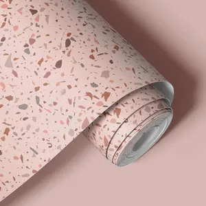 Pink Terrazzo Pattern Wallpaper, Removable Self Adhesive Wallpaper, DIY Decorative Wallpaper for Home Living Room Bedroom