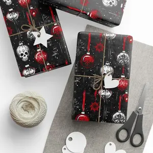 Gothic Skull Wrapping Paper Roll, Dark Birthday Gift Wrap, Horror Anniversary Present Packaging, Goth Gift Wrap