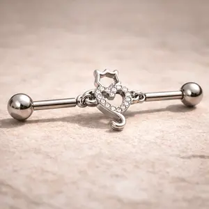 Stainless Steel Lovely Cat Chain Industrial Barbell