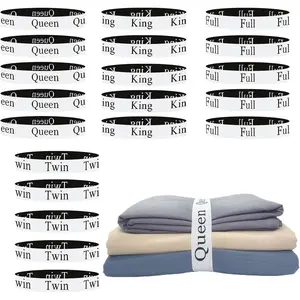 20 Pieces Bed Sheet Organizer Bands, Sheet Organizers and Label Bands, Sheets Organizer for Closet, Sheet Label for Bedding, Sheet Keepers Labels Bedding (Queen,KingTwin,Full)