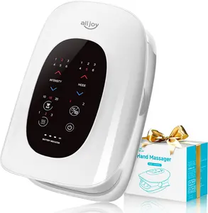 ALLJOY Hand Massager with Heat & Compression, 6 Modes, 6 Intensities, 3 Heat Levels for Arthritis & Carpal Tunnel Relief, Ergonomic Design, Gifts for Women & Men Adjustable Therapy
