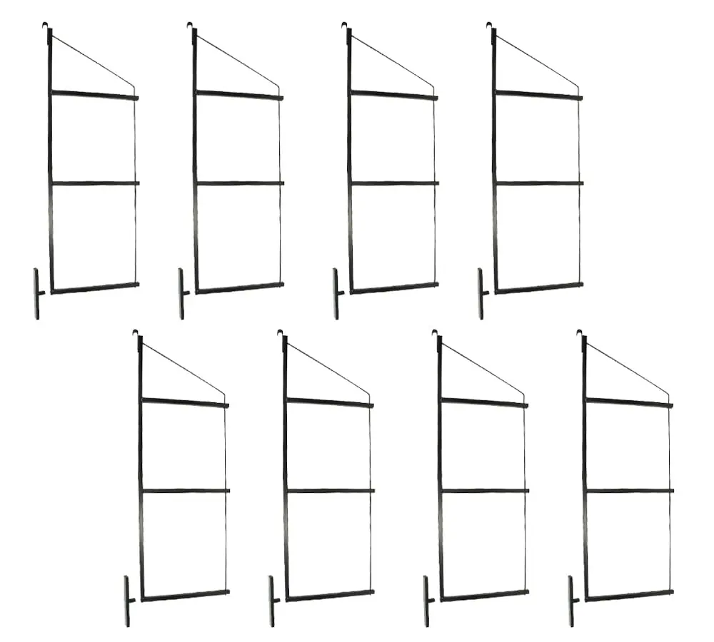 8 Pack of 3 Tier Shipping Container Shelving Bracket with 18"(D) x 60"(H) Black Powder Coated Steel Shelf Brackets for Heavy Duty Trailer Containers - Easy to Assemble & Remove