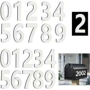 4 Inch White Magnetic Mailbox Numbers, 2 Sets 0-9 Non-Adhesive Reusable Address Numbers, Easy Install Weatherproof for House and Office