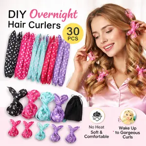 30 Pieces Foam Hair Curlers Set – Flexible Pillow Rollers for Sleeping, Includes 5 Colors & Storage Pouch – Heatless Styling for Long Hair, Natural Waves