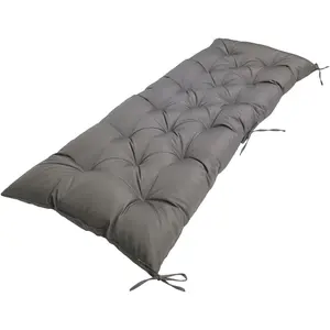 47"x20" Waterproof Dark Grey Outdoor Bench Cushion Durable Polyester Fabric with PP Cotton Filling Adjustable Ties for Garden Patio Porch Sofa Settee All Seasons
