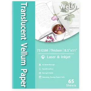 Vellum Paper 8.5 x 11 Translucent Printable 65 Sheets for Tracing 50LBS/73GSM