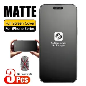 3pcs Anti-Fingerprint Matte Screen Protector for iPhone 17 Pro Max 15 14 16 11 12 13 Mini XR X Xs  17 Air Models, Durable Tempered Glass Protection, Easy Installation & Scratch Resistant Design