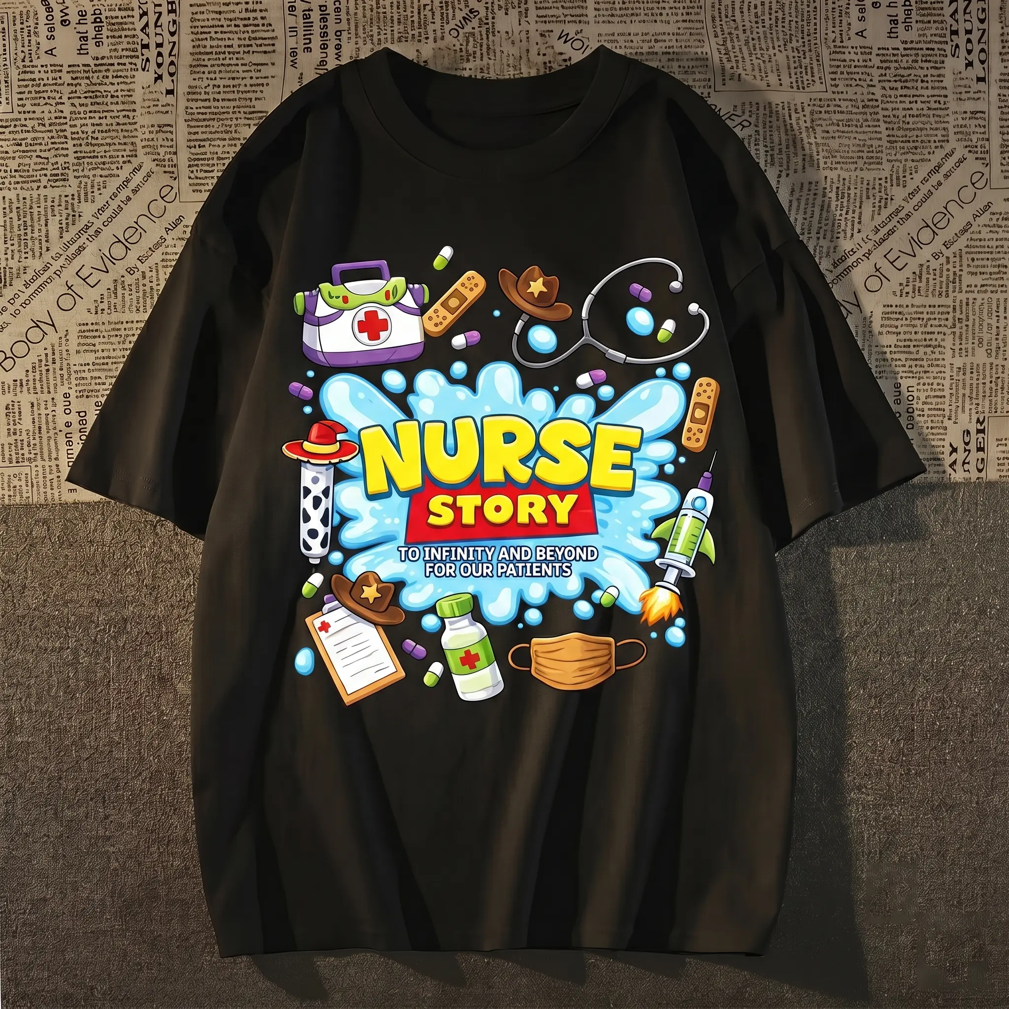 Nurse Story Graphic T-Shirt – Funny RN Medical Humor Gift Tee Black Tee